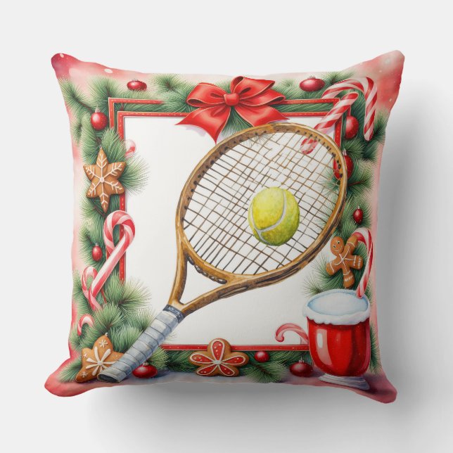 Tennis Christmas Themed for Player Cushion (Front)