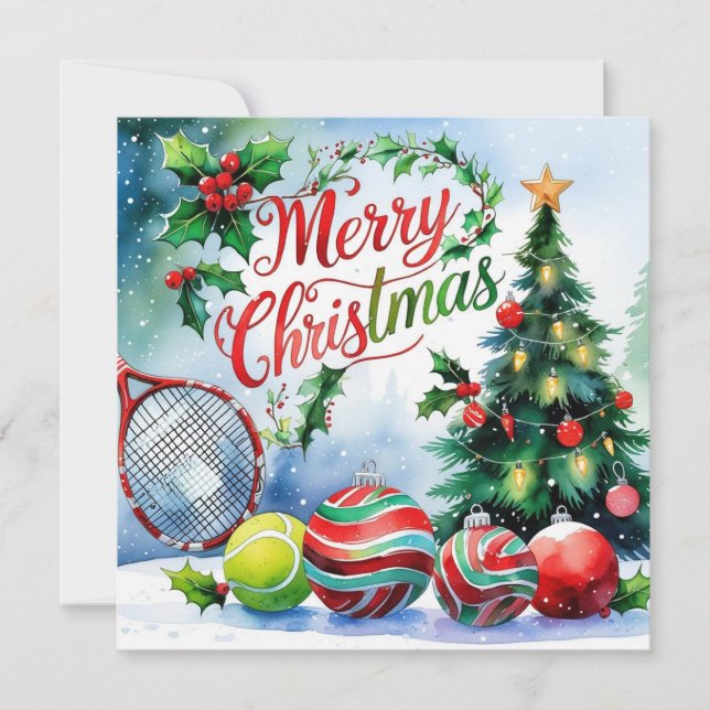 Tennis Christmas Themed for Player  Holiday Card (Front)