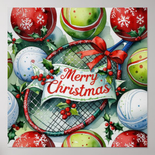 Tennis Christmas Themed for Player  Poster