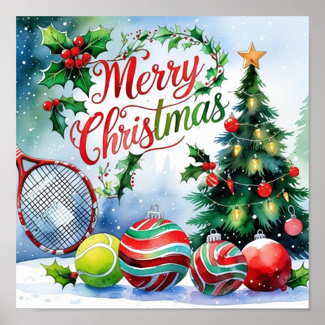 Tennis Christmas Themed for Player  Poster (Front)