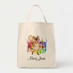 Tennis Christmas themed for player who loves cat Tote Bag