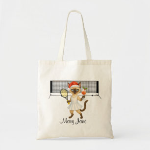 Tennis Christmas themed for player who loves cat  Tote Bag