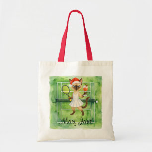 Tennis Christmas themed for player who loves cat  Tote Bag