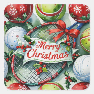 Tennis Christmas Themed for Players Square Sticker