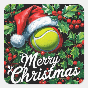 Tennis Christmas Themed for Players Square Sticker