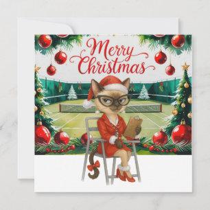 Tennis Christmas themed for Siamese Cat Lovers Holiday Card