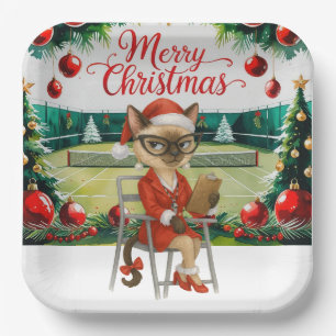 Tennis Christmas themed for Siamese Cat Lovers  Paper Plate