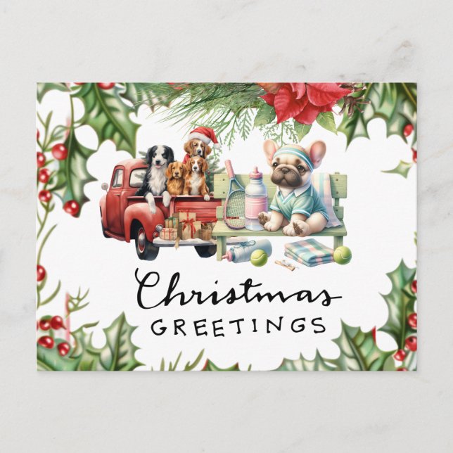 Tennis Christmas  themed  Holiday Postcard (Front)