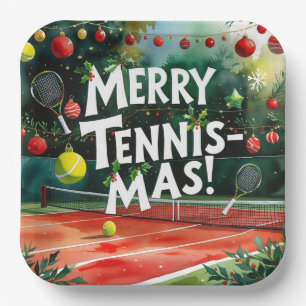 Tennis Christmas themed Joy Love Tennis Party Paper Plate