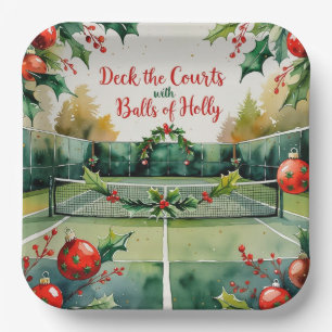 Tennis Christmas themed Joy Love Tennis Party Paper Plate