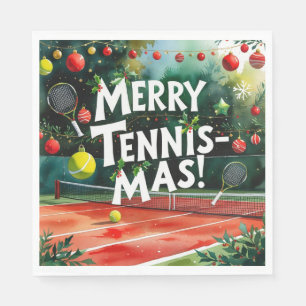 Tennis Christmas themed Merry Tennis Mas Napkin