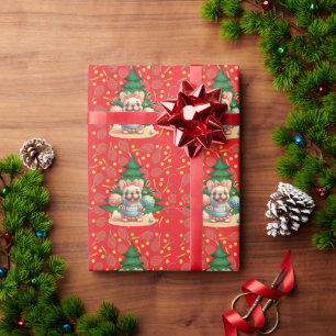 Tennis Christmas themed on green background Wrapping Paper