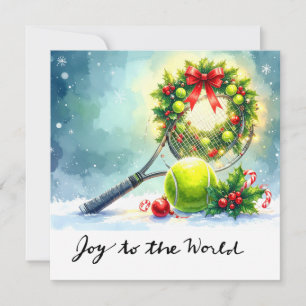 Tennis Christmas themed with ball and racket Holiday Card