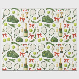 Tennis Christmas themed with Ball and racket Wrapping Paper