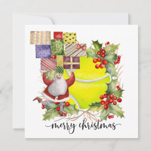 Tennis Christmas themed with Dog and Ball Holiday Card