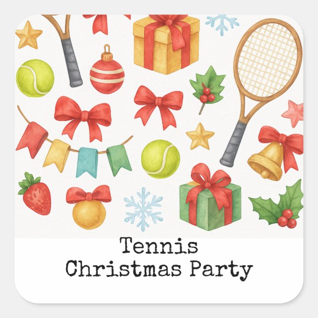 Tennis Christmas themed with gifts  Square Sticker (Front)