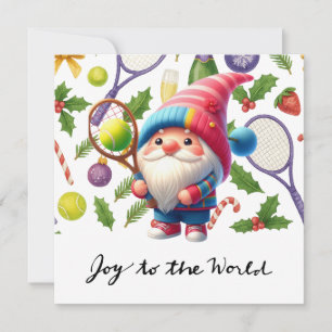 Tennis Christmas themed with Racket and ball Holiday Card