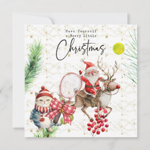 Tennis Christmas themed with Santa Claus Holiday Card