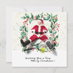 Tennis Christmas themed with Santa Claus Holiday Card