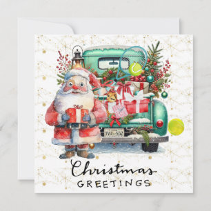 Tennis Christmas themed with Santa Claus Holiday Card