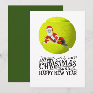 Tennis Christmas themed with Santa Claus Holiday Card