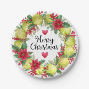 Tennis Christmas-Themed Wreath Collection Paper Plate