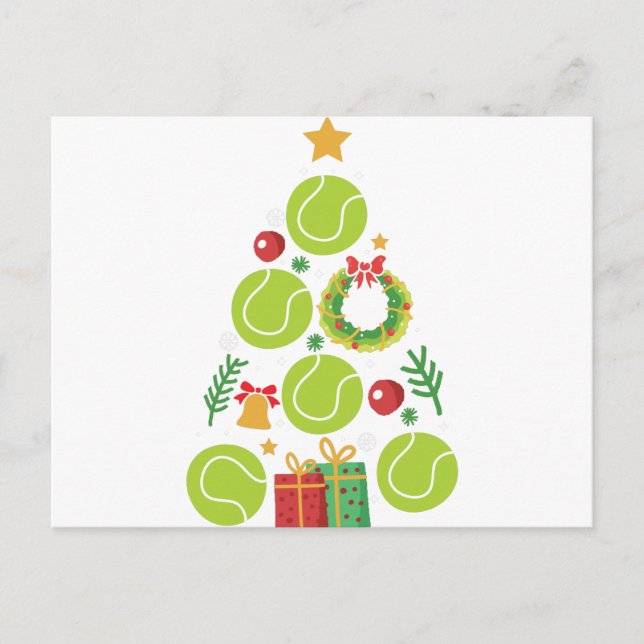 Tennis Christmas Tree | Christmas Sports Gift Postcard (Front)