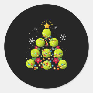 tennis christmas tree gifts classic round sticker