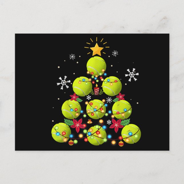 tennis christmas tree gifts invitation postcard (Front)
