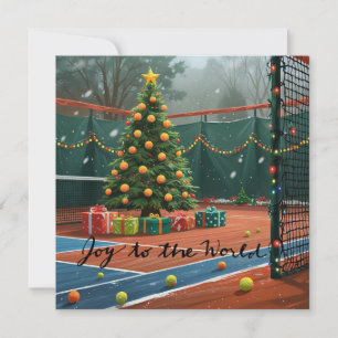 Tennis Christmas tree on the court Holiday Card