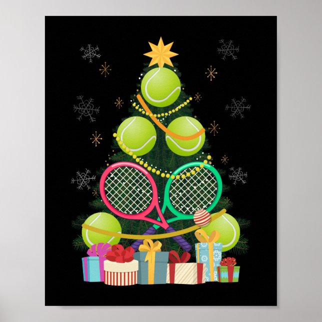 Tennis Christmas Tree Tennis Player Tennis Coach Poster (Front)