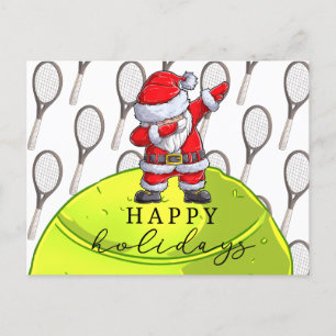 Tennis Christmas with Ball and Racket with Santa   Postcard