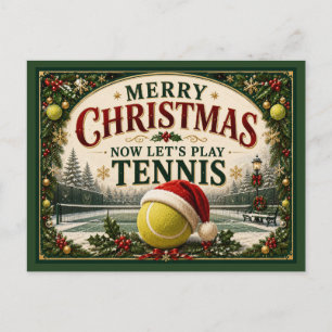 Tennis Christmas with ball santa hat Postcard