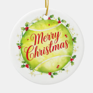Tennis Christmas With balls wreath Ceramic Tree Decoration