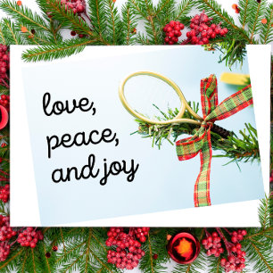 Tennis Christmas with racket and ball on tree Card