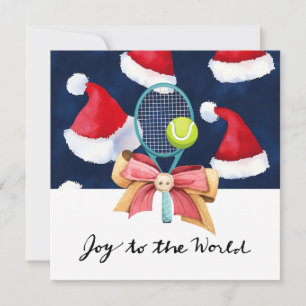 Tennis Christmas with Racket and Christmas themed Holiday Card