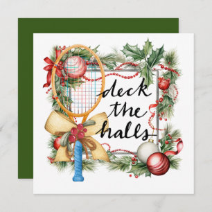 Tennis Christmas with Racket  Holiday Card