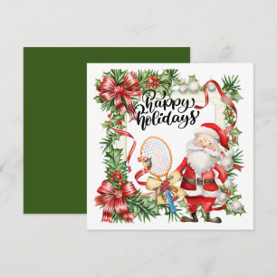Tennis Christmas with Racket watercolor Holiday Card
