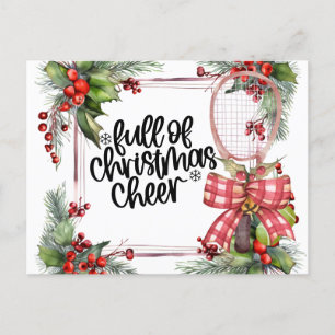 Tennis Christmas with Racket  watercolor Holiday Postcard