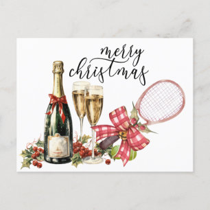 Tennis Christmas with Racket  watercolor Holiday Postcard