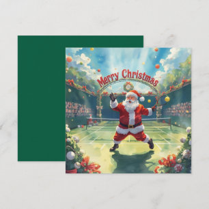 Tennis Christmas with Sabta and tennis court Holiday Card