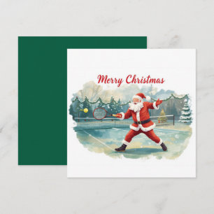 Tennis Christmas with Sabta and tennis court Holiday Card