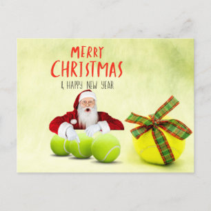 Tennis Christmas with Santa Claus  and ball  Postcard
