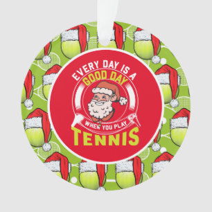 Tennis  Christmas with Santa Claus and racket  Ornament