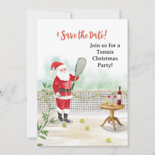 Tennis Christmas with Santa Claus at Court Invitation