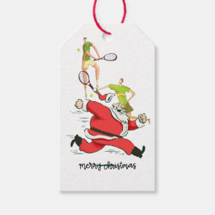 Tennis Christmas with Santa Claus Ball Racket   Gift Tags