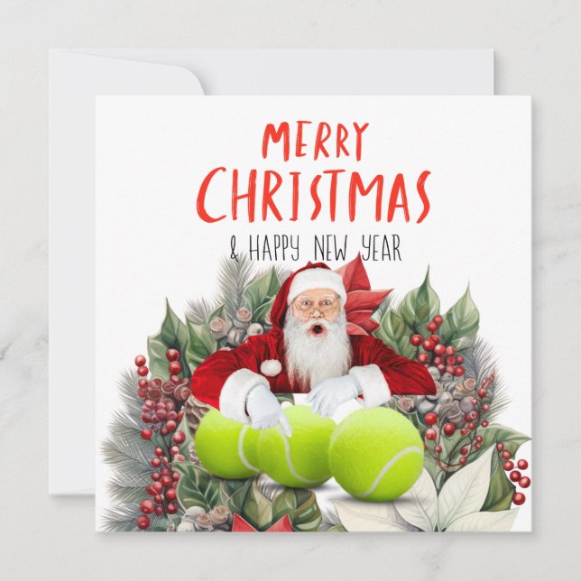 Tennis Christmas with Santa Claus    Card (Front)