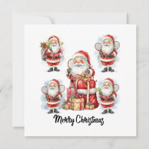Tennis Christmas with Santa Claus Holiday Card