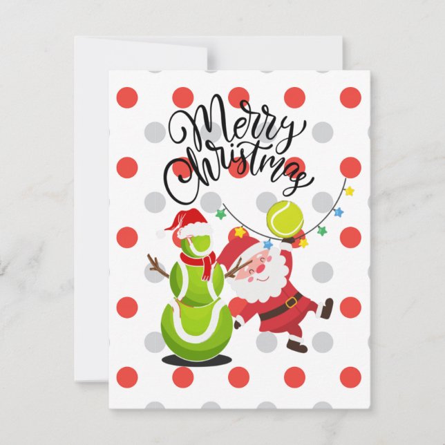Tennis Christmas with Santa Claus   Holiday Card (Front)