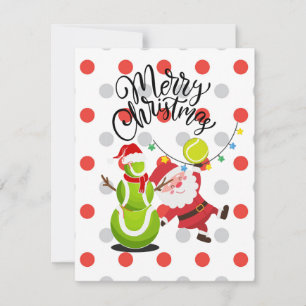 Tennis Christmas with Santa Claus Holiday Card